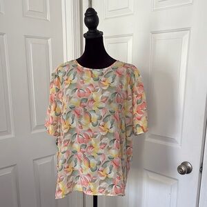 Kathie Lee 90s Pastel Blouse Short Sleeve Relaxed Fit